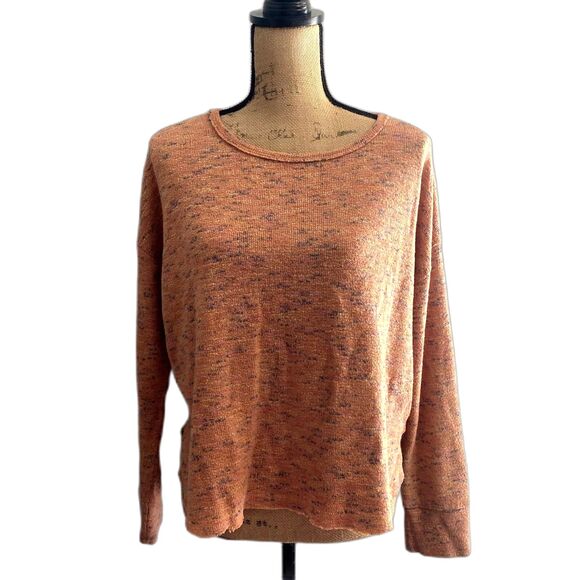 Chelsea & Violet Orange Marled Knit Sweater Raw‎ Hem Size Medium - Picture 1 of 5